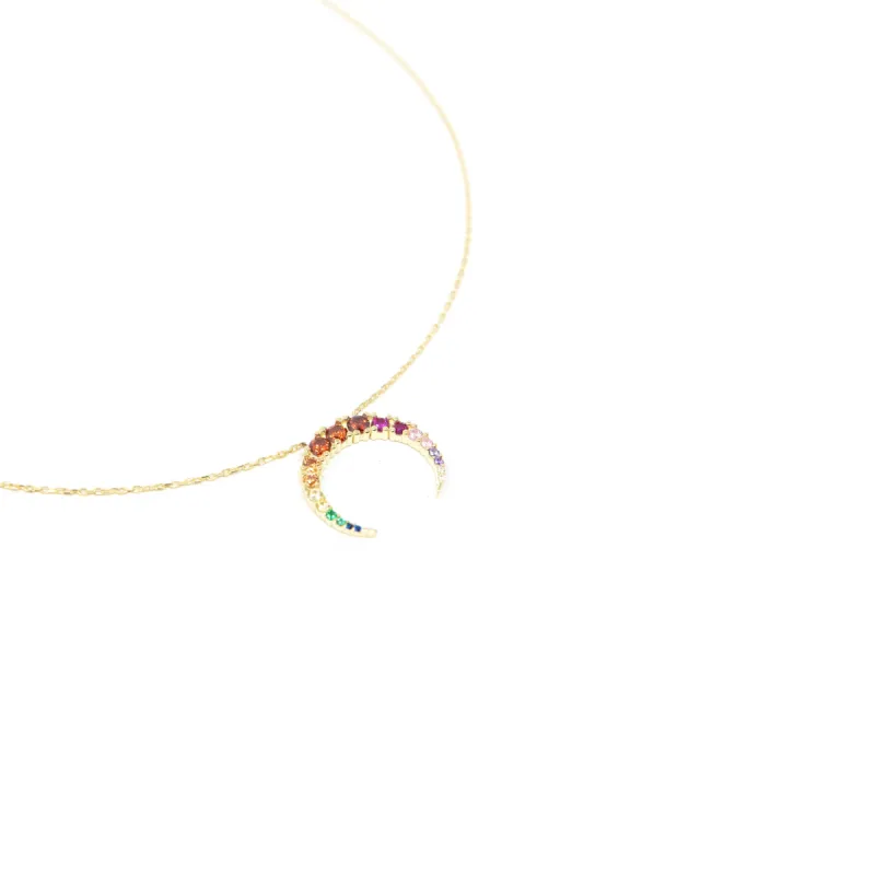 Rainbow Pave Horn Necklace sold by The Sis Kiss