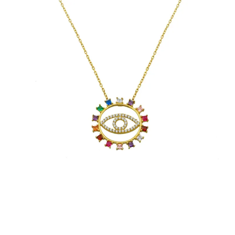 Rainbow with Clear Crystal Evil Eye sold by The Sis Kiss