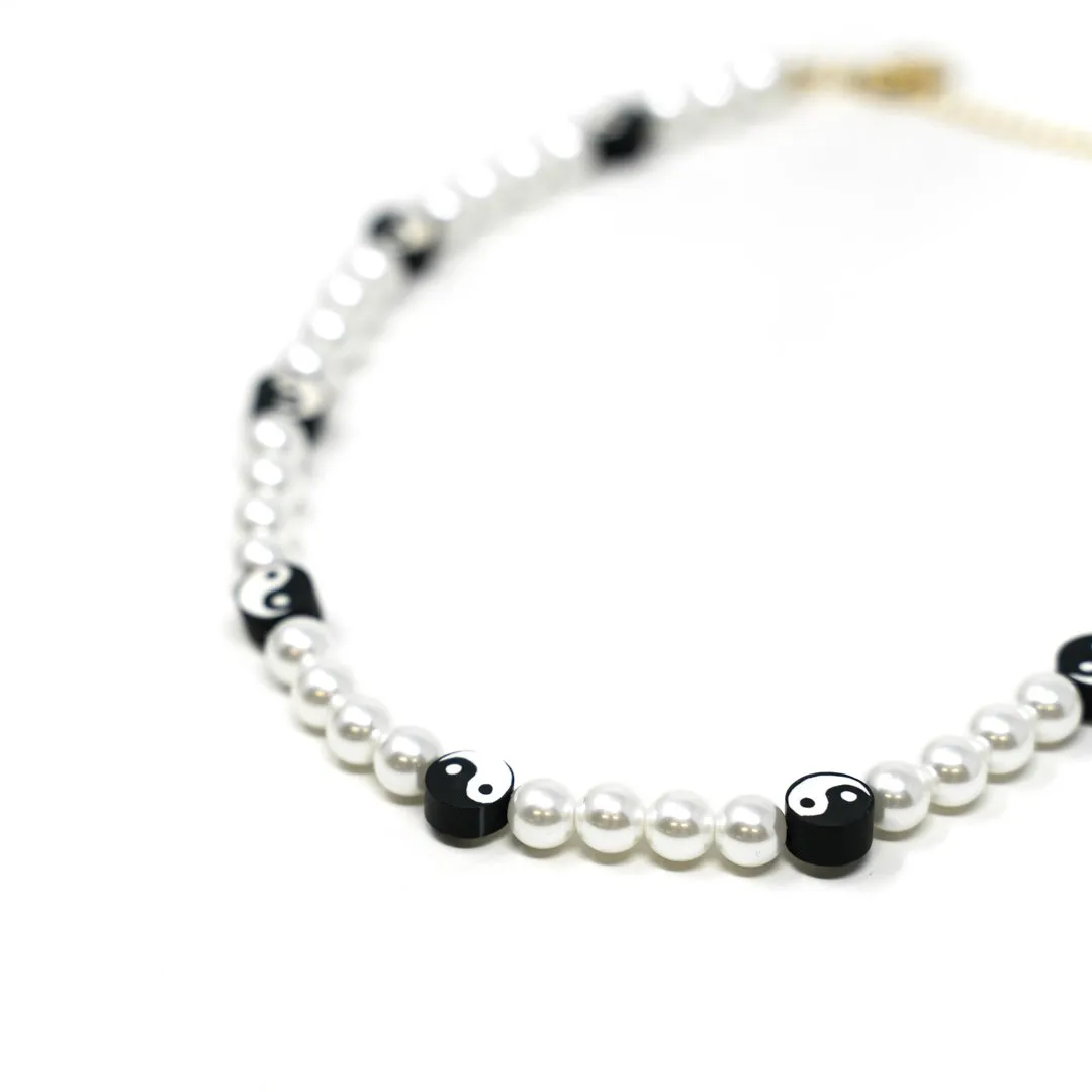 Yin Yang Pearl and Bead Necklace or Bracelet sold by The Sis Kiss