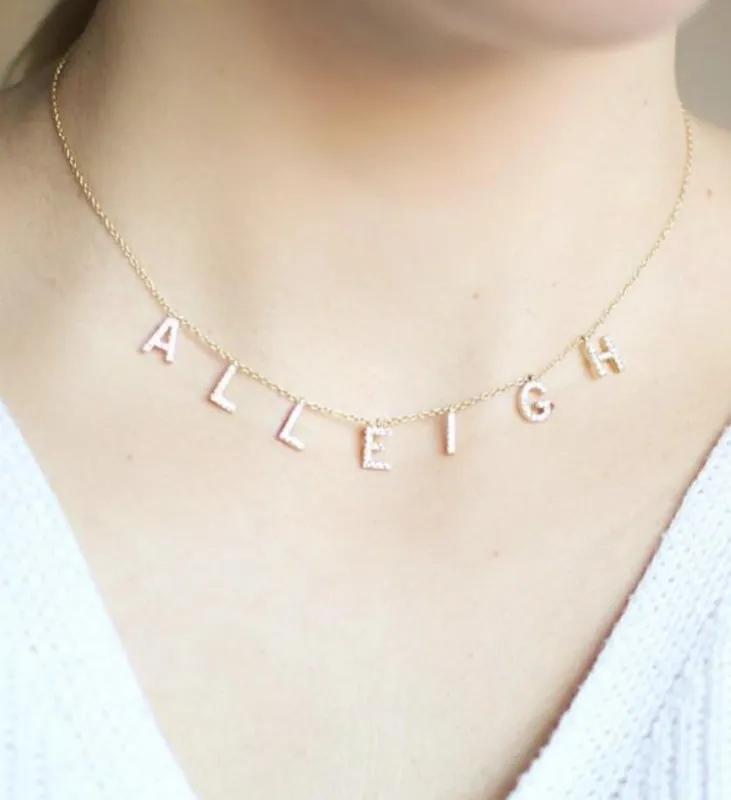 NON CUSTOMIZABLE It's All in a Name® Necklace Rose Gold With Crystals Ready to Ship sold by The Sis Kiss