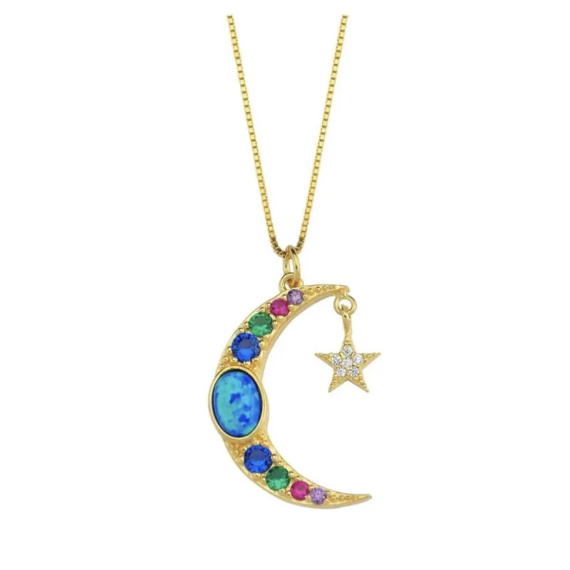 Opal Moon and Star Necklace sold by The Sis Kiss