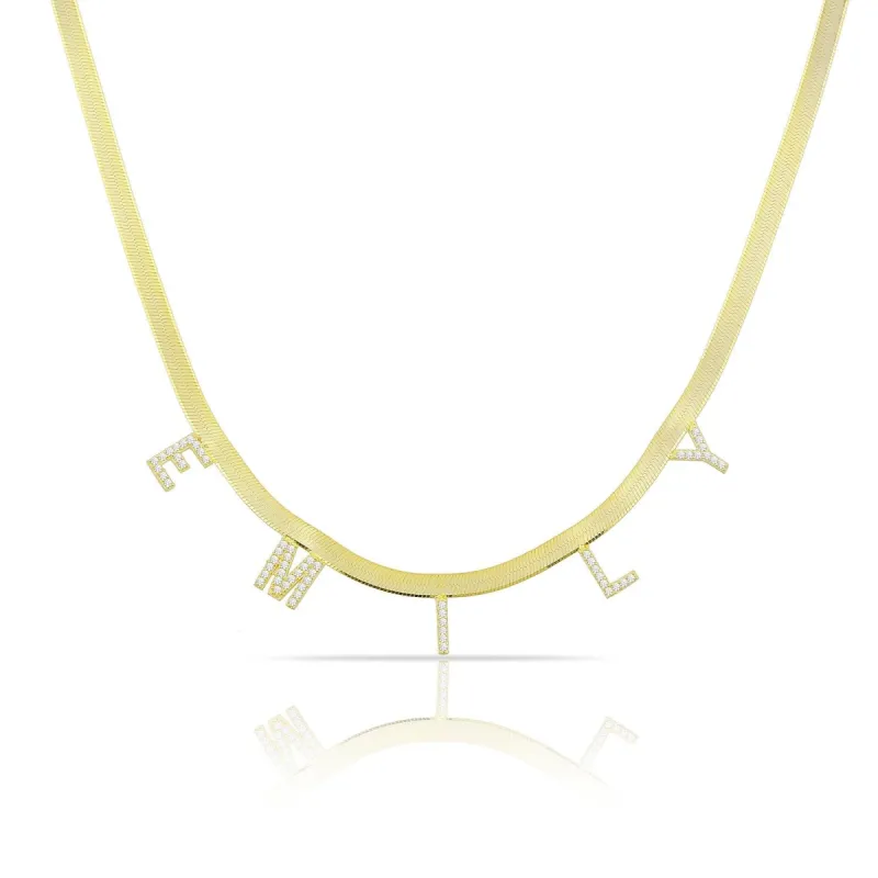 Custom Herringbone Chain Name Necklace sold by The Sis Kiss