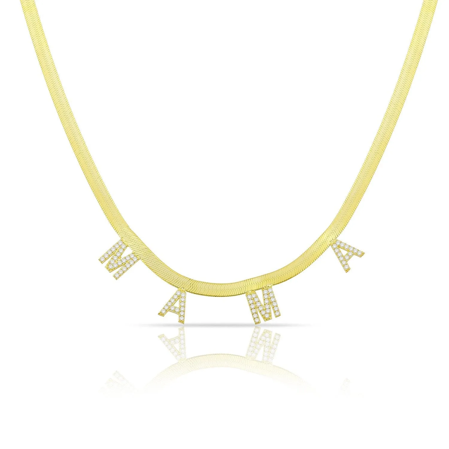 Custom Herringbone Chain Name Necklace sold by The Sis Kiss product image thumbnail 4