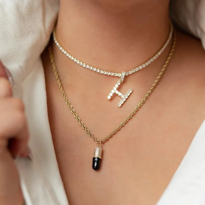 Tennis Chain Initial Choker sold by The Sis Kiss product image thumbnail 4