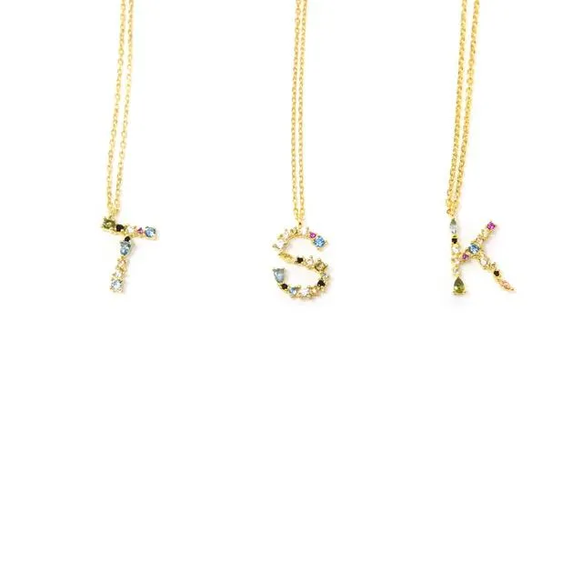 Dainty Jeweled Initial Necklace sold by The Sis Kiss product image thumbnail 2