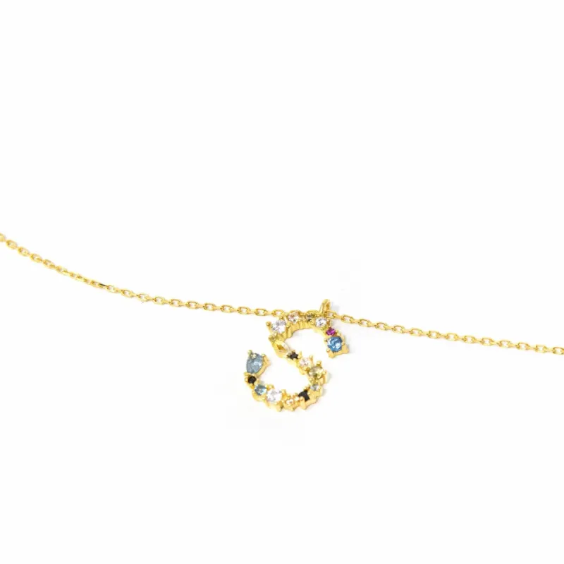 Dainty Jeweled Initial Necklace sold by The Sis Kiss