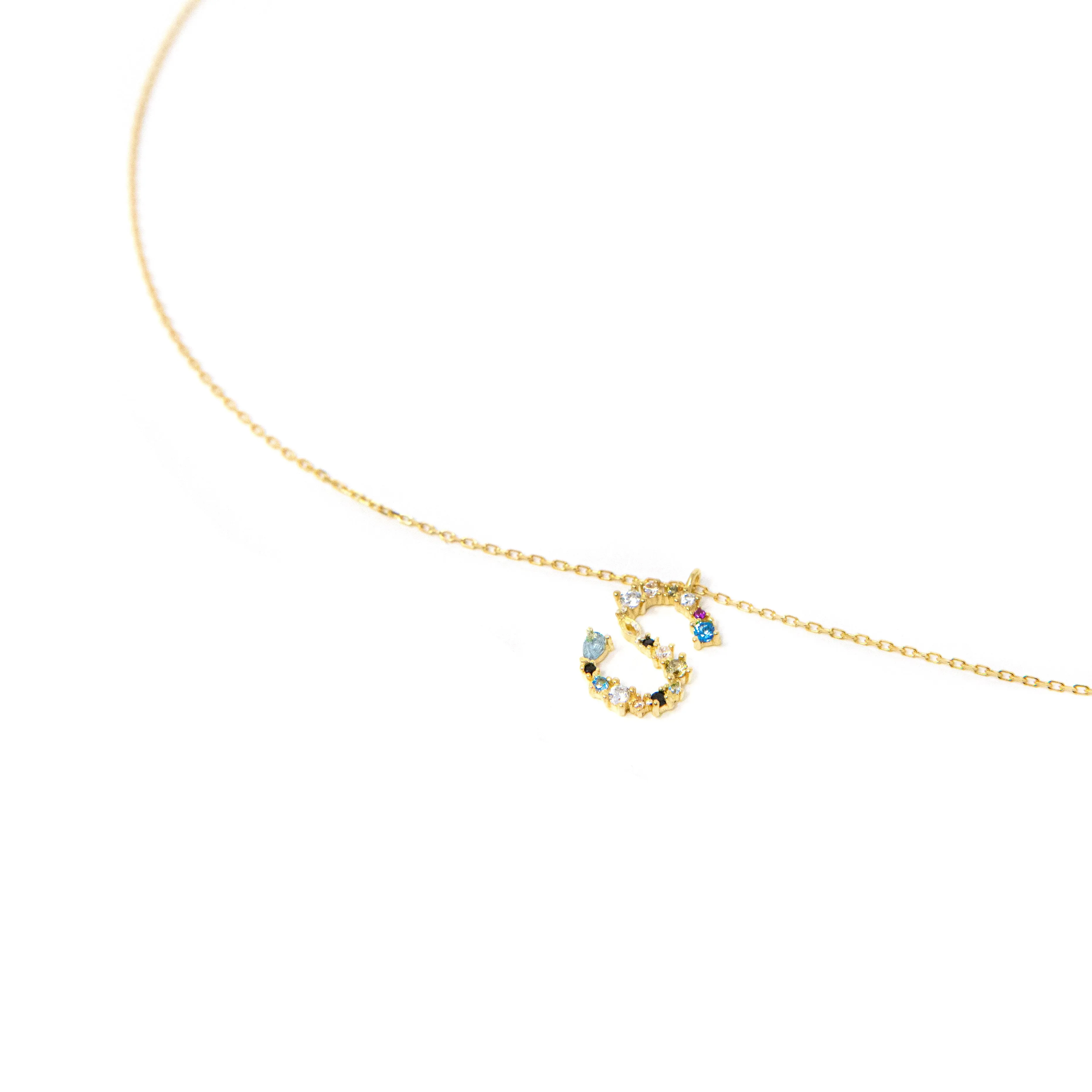 Dainty Jeweled Initial Necklace sold by The Sis Kiss product image thumbnail 3