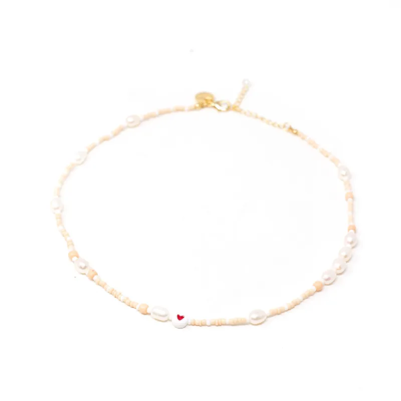 Champagne and Pearl Beaded Necklace sold by The Sis Kiss