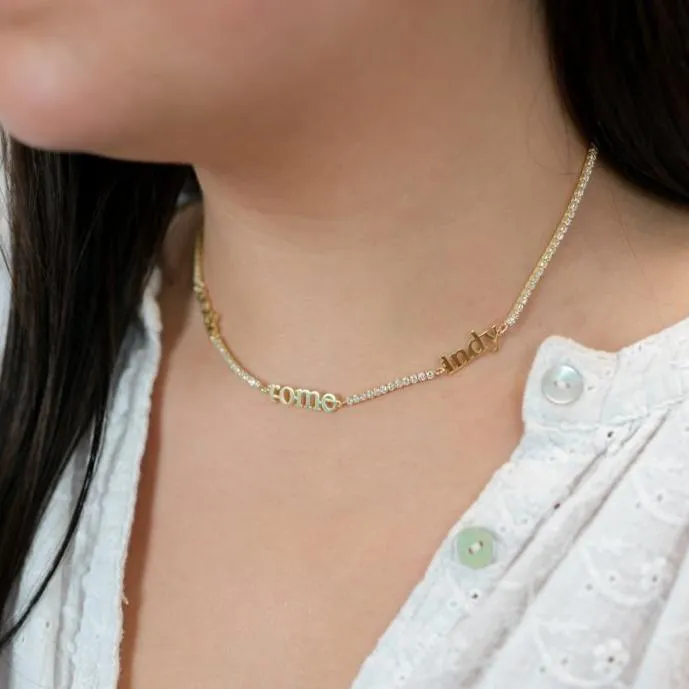 Custom Tennis Chain My Mantra / Name Necklace sold by The Sis Kiss product image thumbnail 2