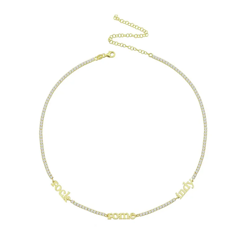 Custom Tennis Chain My Mantra / Name Necklace sold by The Sis Kiss