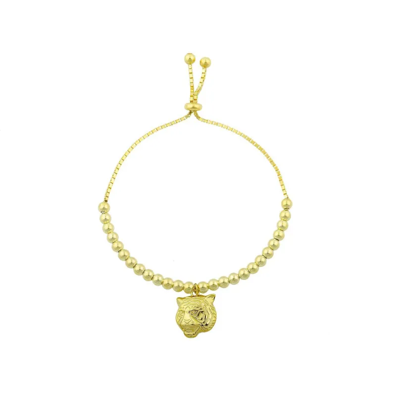 The Sis Kiss Tiger Charm Adjustable Beaded Bracelet sold by The Sis Kiss