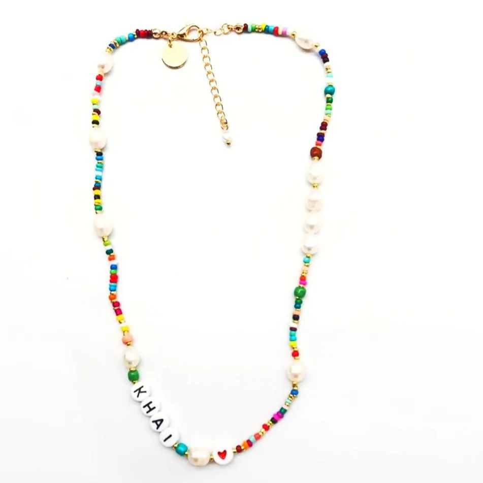 Customized Rainbow and Pearl Beaded Necklace sold by The Sis Kiss product image thumbnail 3