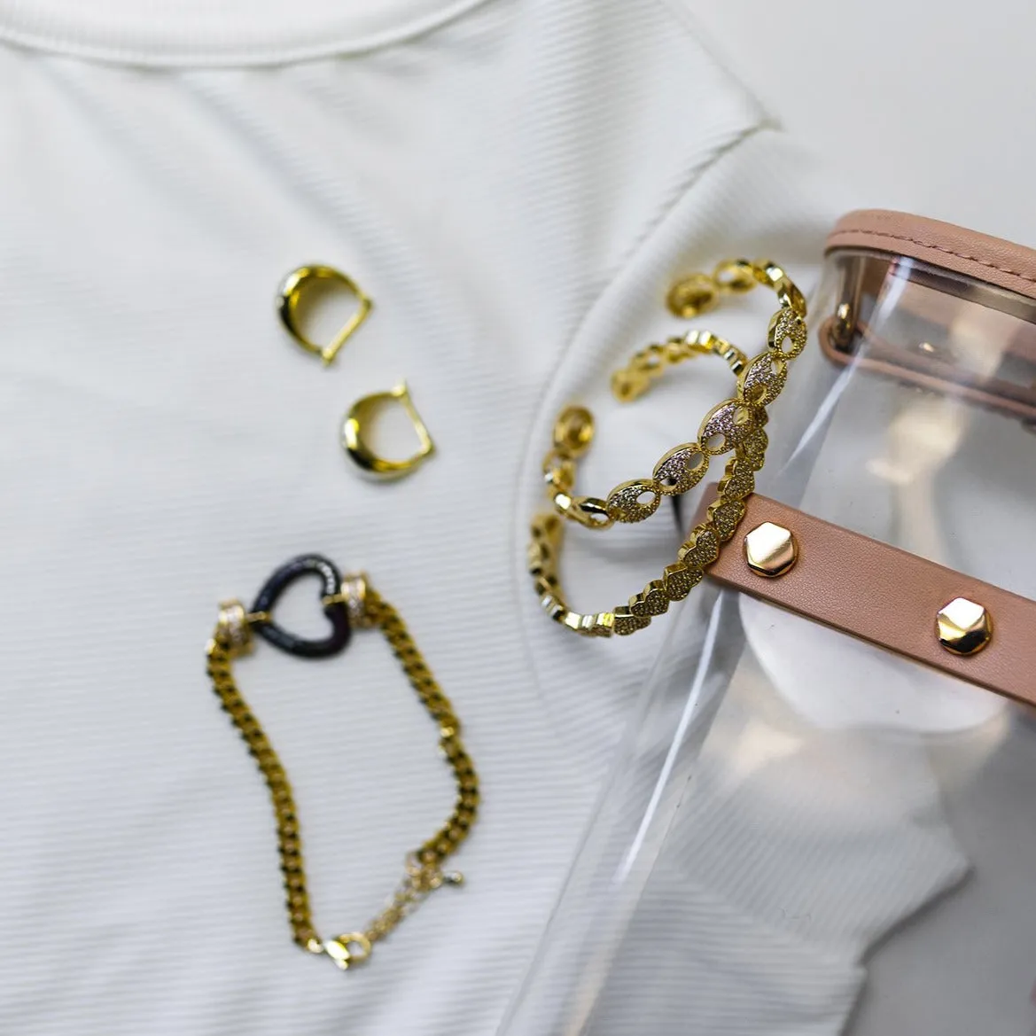 Gold and Crystal Anchor Chain Cuff sold by The Sis Kiss product image thumbnail 3