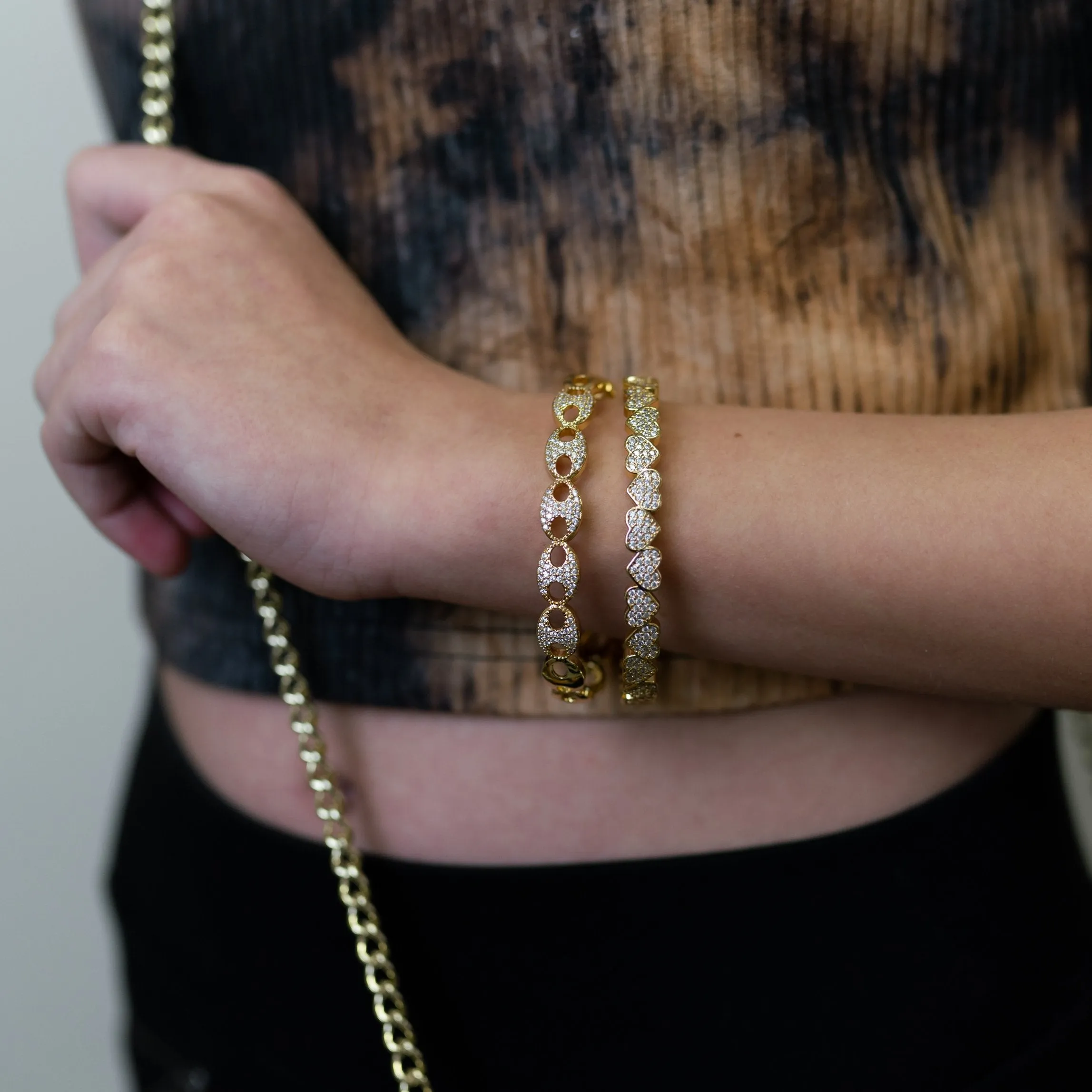 Gold and Crystal Anchor Chain Cuff sold by The Sis Kiss product image thumbnail 4
