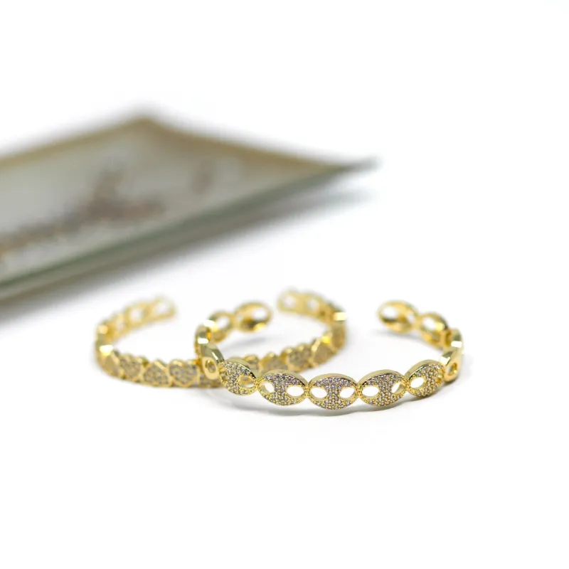 Gold and Crystal Anchor Chain Cuff sold by The Sis Kiss