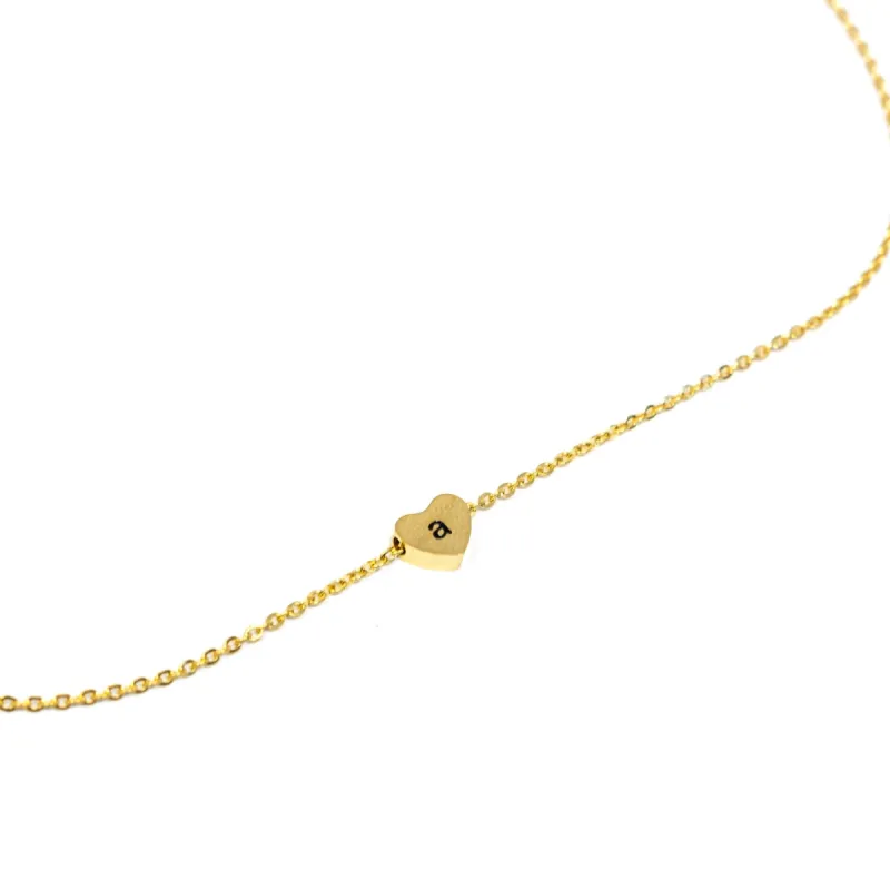 Tiny Heart Initial Necklace in Gold or Silver sold by The Sis Kiss