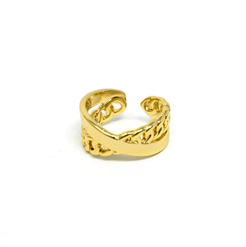 Gold Band and Chain Ring sold by The Sis Kiss