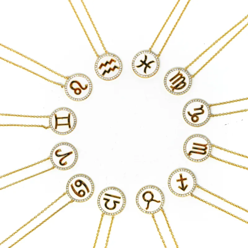 Zodiac Leopard and Enamel Circle Pendant Necklaces made by The Sis Kiss