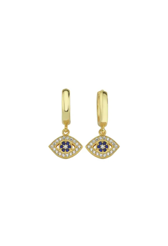 Pave Evil Eye Huggie Earrings sold by The Sis Kiss