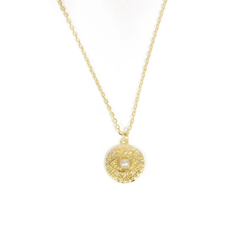 Pearl Evil Eye Necklace sold by The Sis Kiss