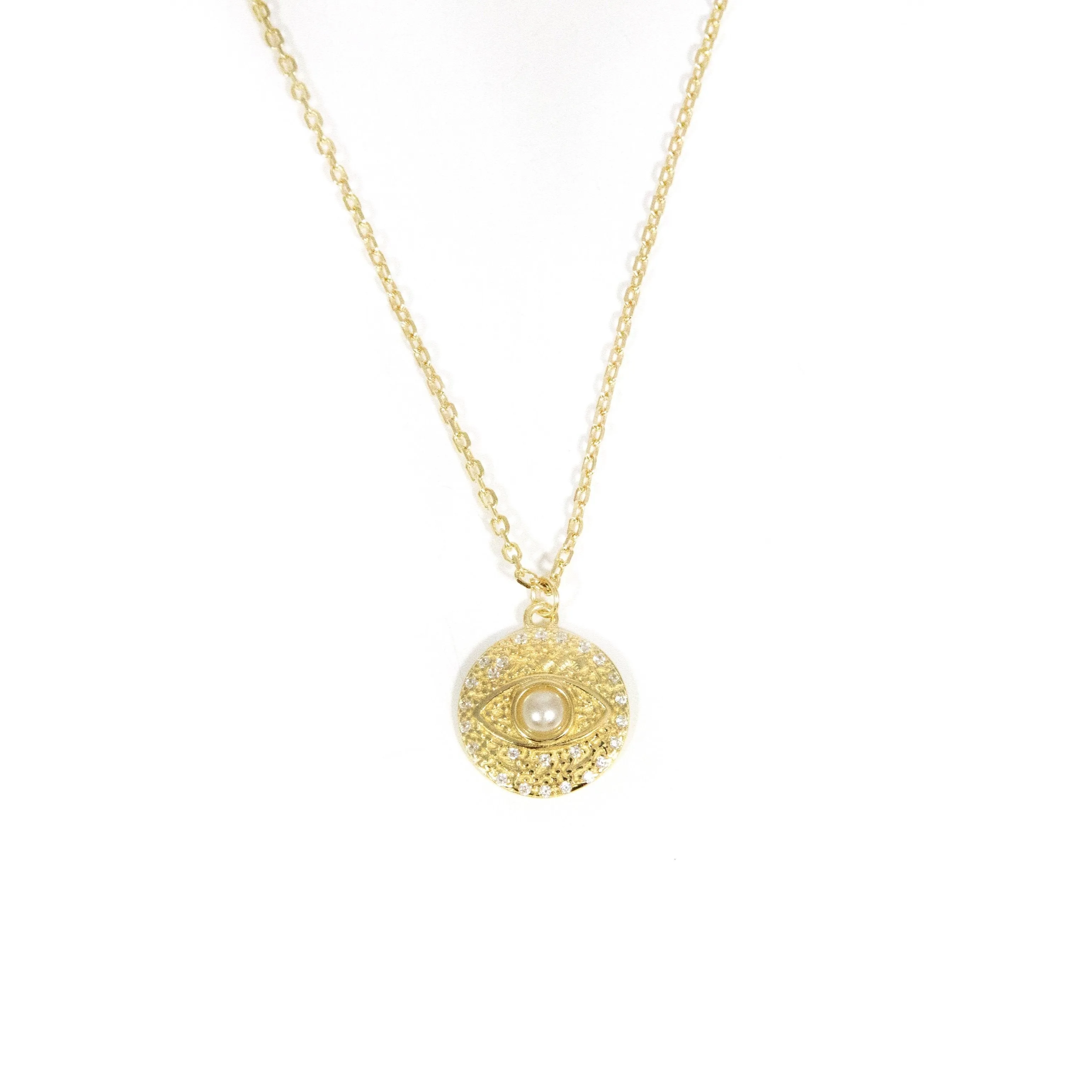 Pearl Evil Eye Necklace sold by The Sis Kiss