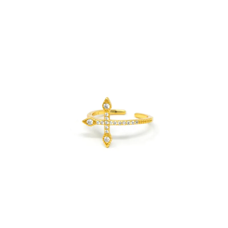 Roman Side Cross Ring sold by The Sis Kiss