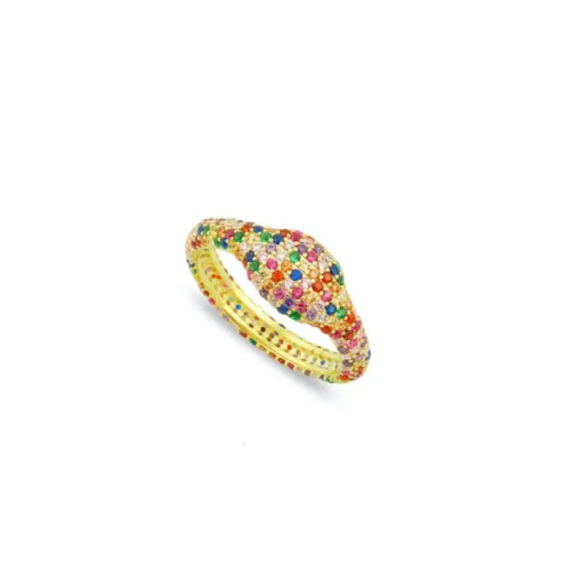 Pave Crystal Rainbow Pinky Ring sold by The Sis Kiss