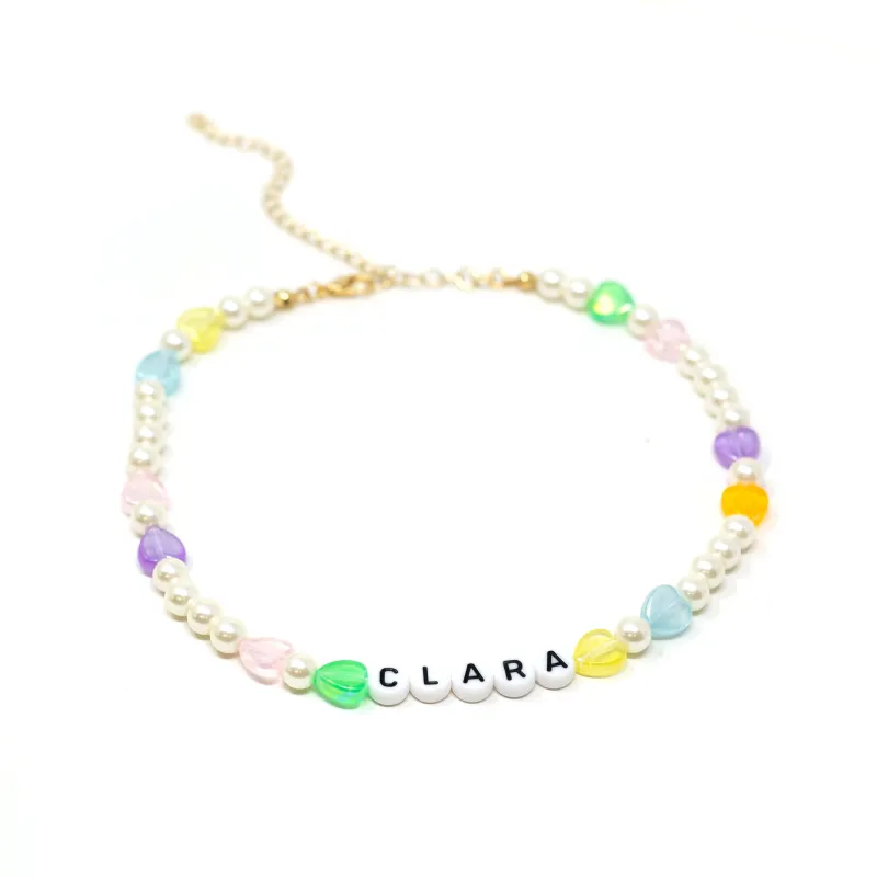 Customized Clara Pearl and Heart Necklace sold by The Sis Kiss