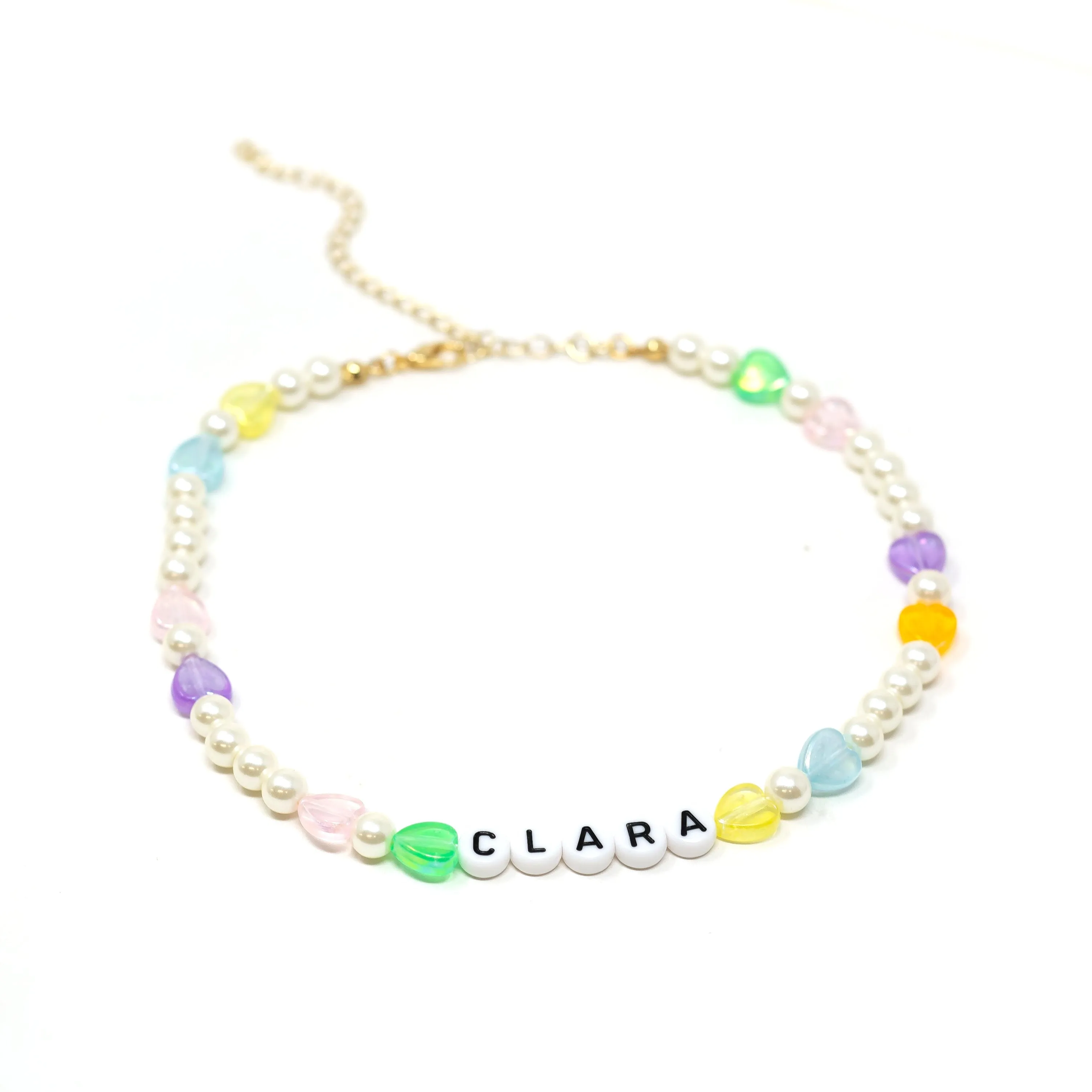 Customized Clara Pearl and Heart Necklace sold by The Sis Kiss