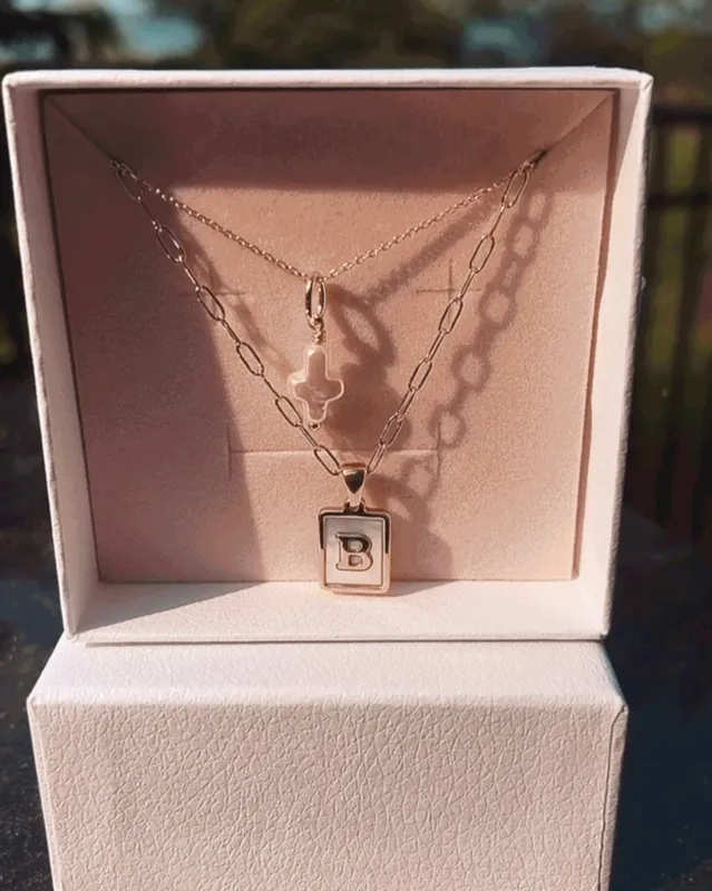 Ocean Drive Initial Necklace Set I sold by The Sis Kiss