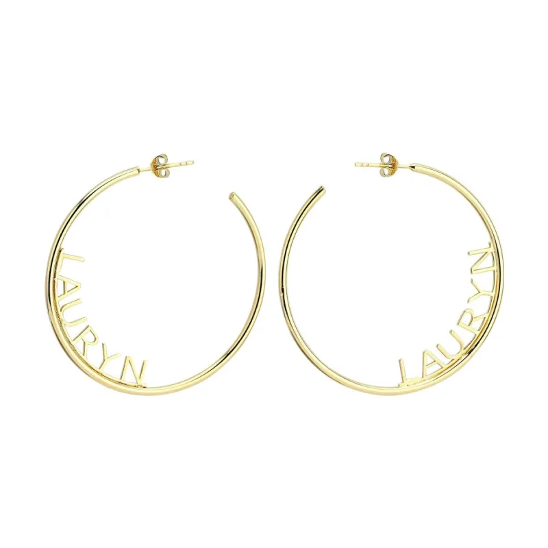 Custom Name Hoop Earrings sold by The Sis Kiss