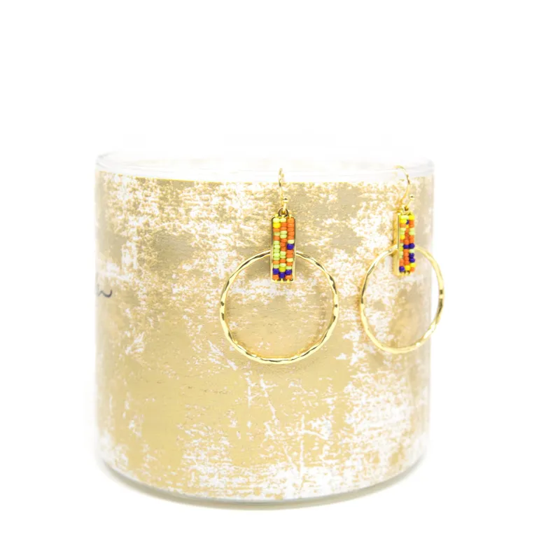 Beaded Square and Gold Hoop Earrings sold by The Sis Kiss