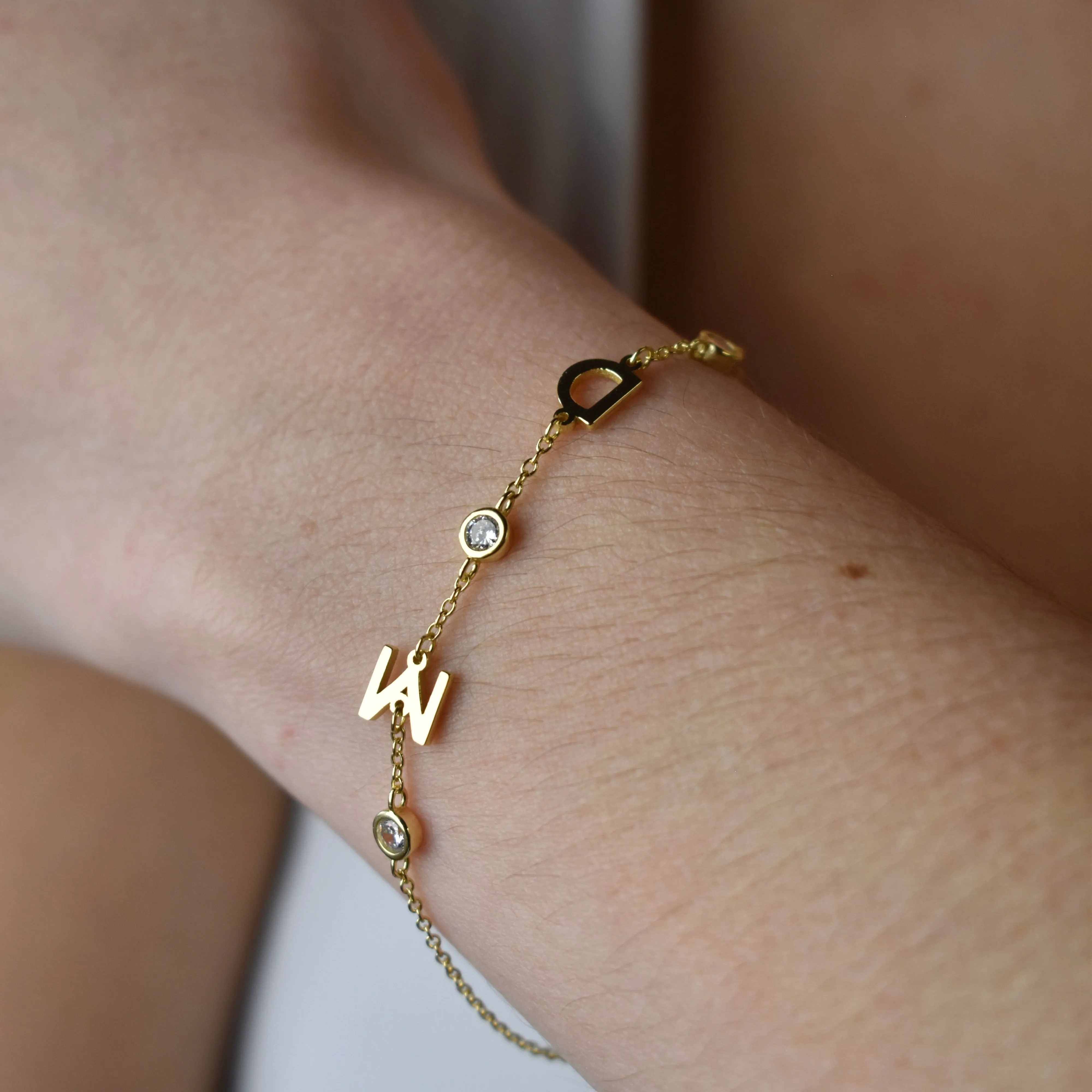 Custom Initial Bracelet with Crystals sold by The Sis Kiss product image thumbnail 5