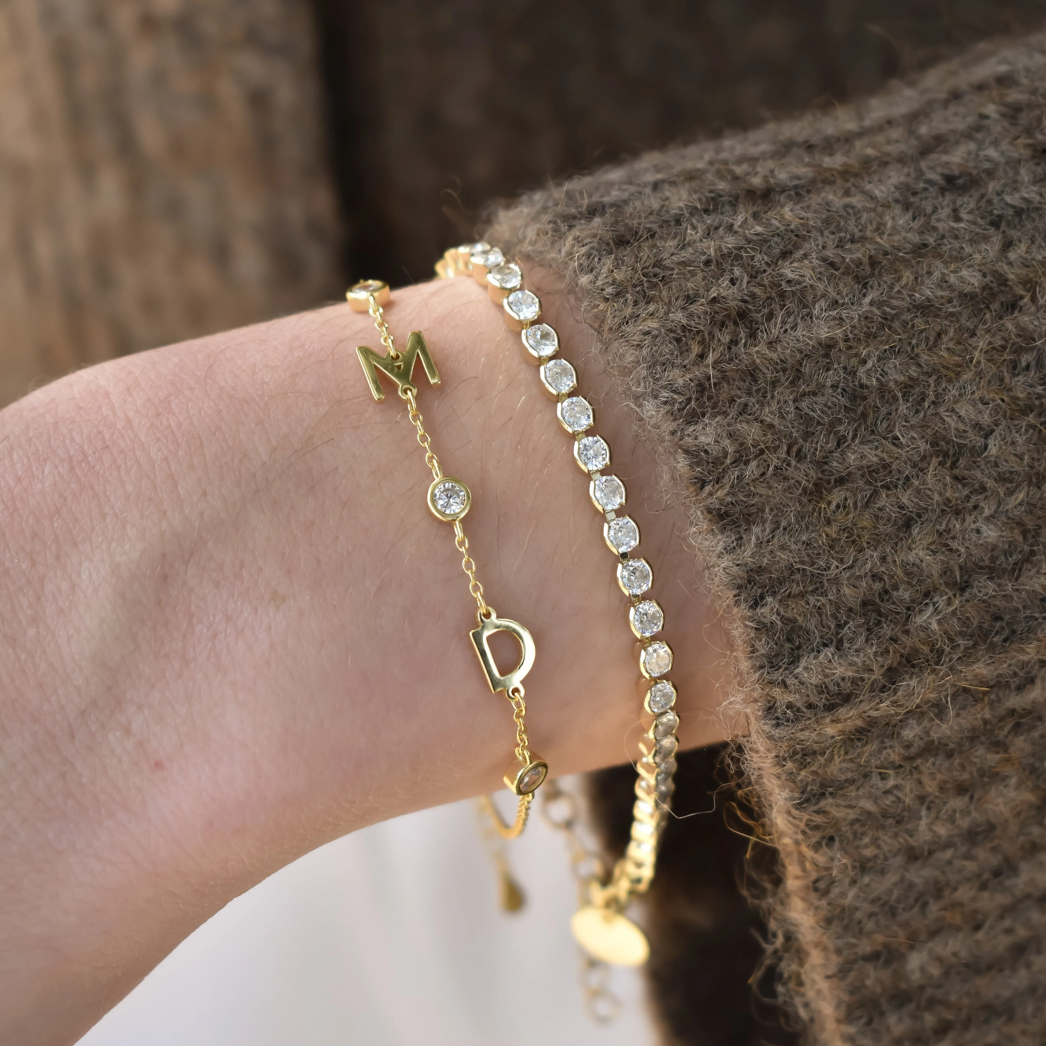 Custom Initial Bracelet with Crystals sold by The Sis Kiss product image thumbnail 3