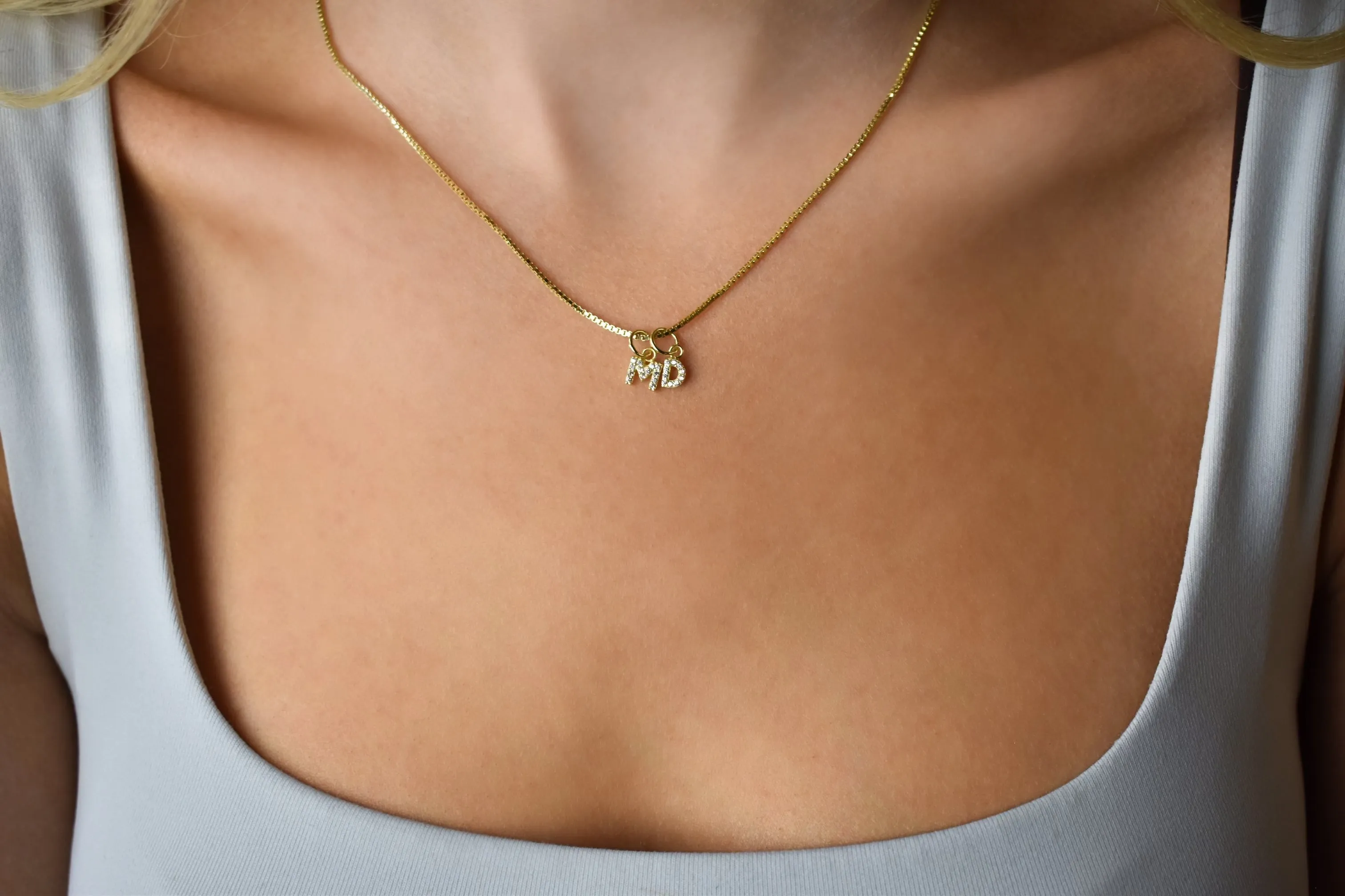 Custom Mini Initial Charm Necklace sold by The Sis Kiss product image thumbnail 4