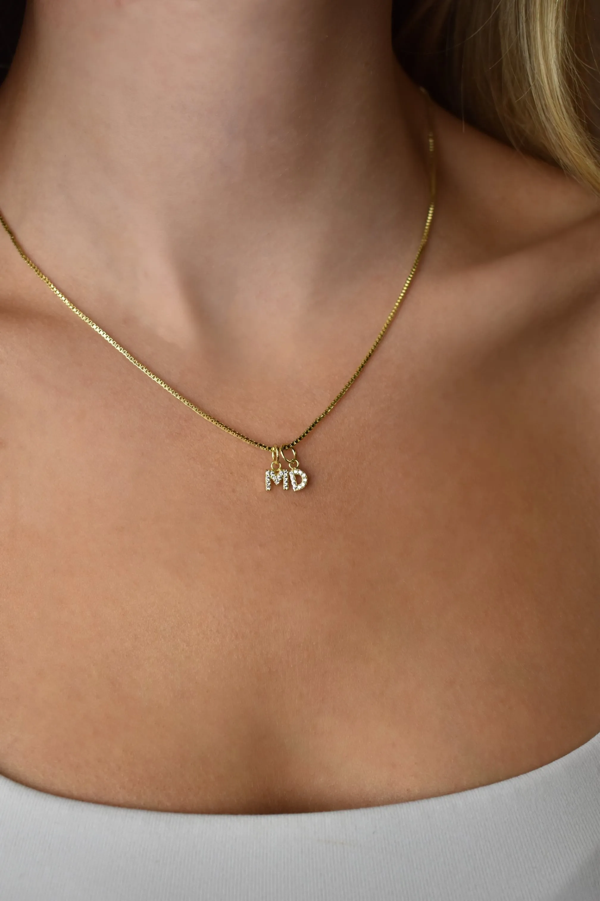 Custom Mini Initial Charm Necklace sold by The Sis Kiss product image thumbnail 3