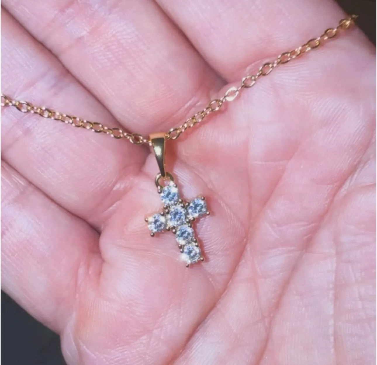 Dainty Crystal Cross Necklace sold by The Sis Kiss