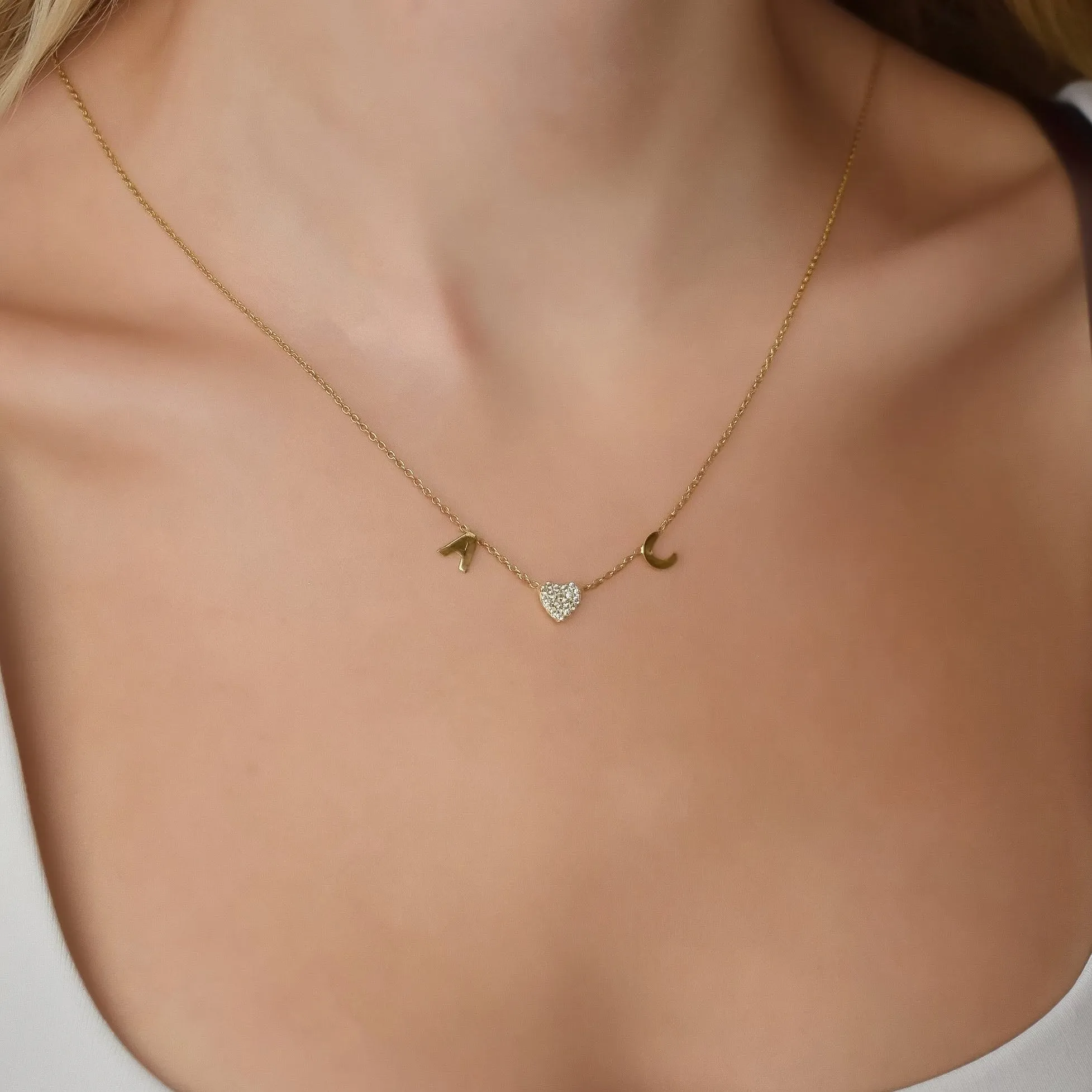 Custom Initial Heart Necklace sold by The Sis Kiss product image thumbnail 3