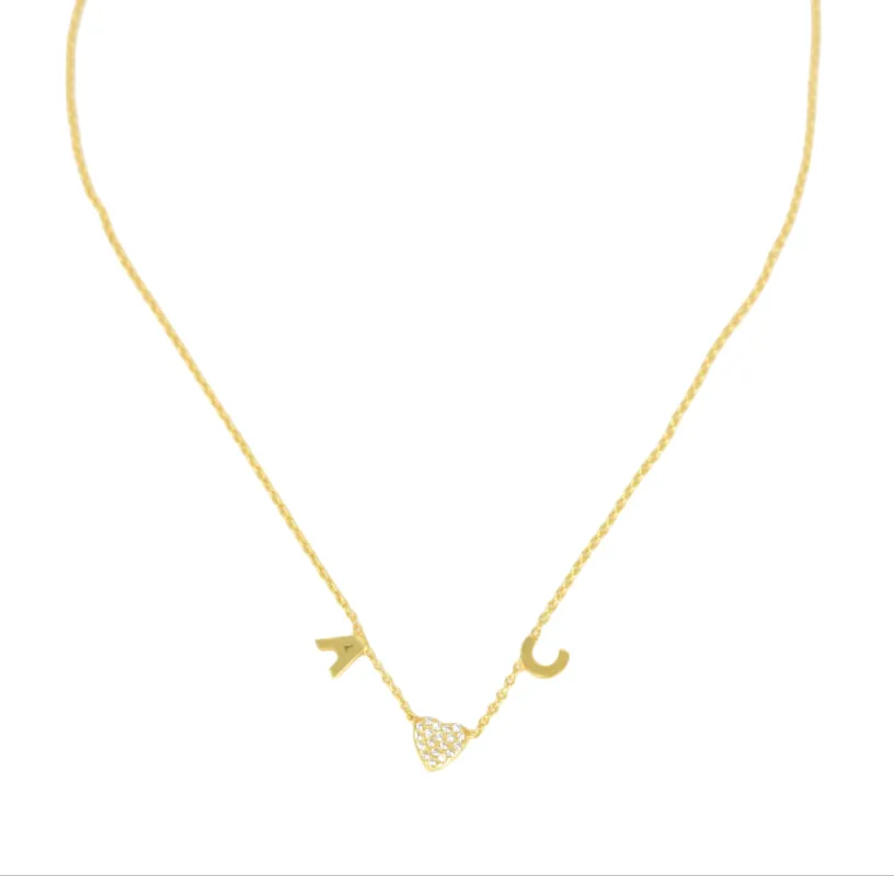 Custom Initial Heart Necklace sold by The Sis Kiss