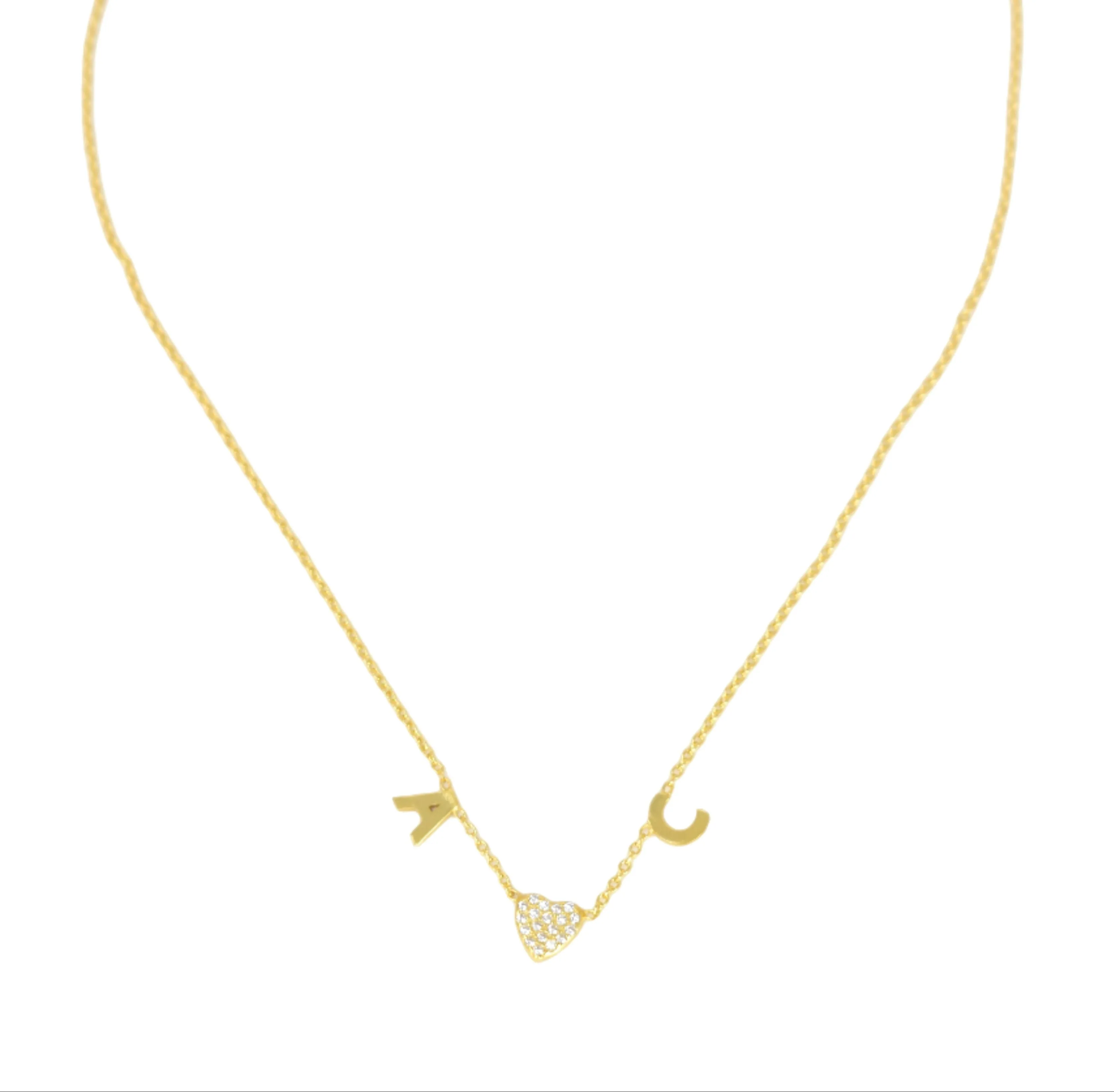 Custom Initial Heart Necklace sold by The Sis Kiss