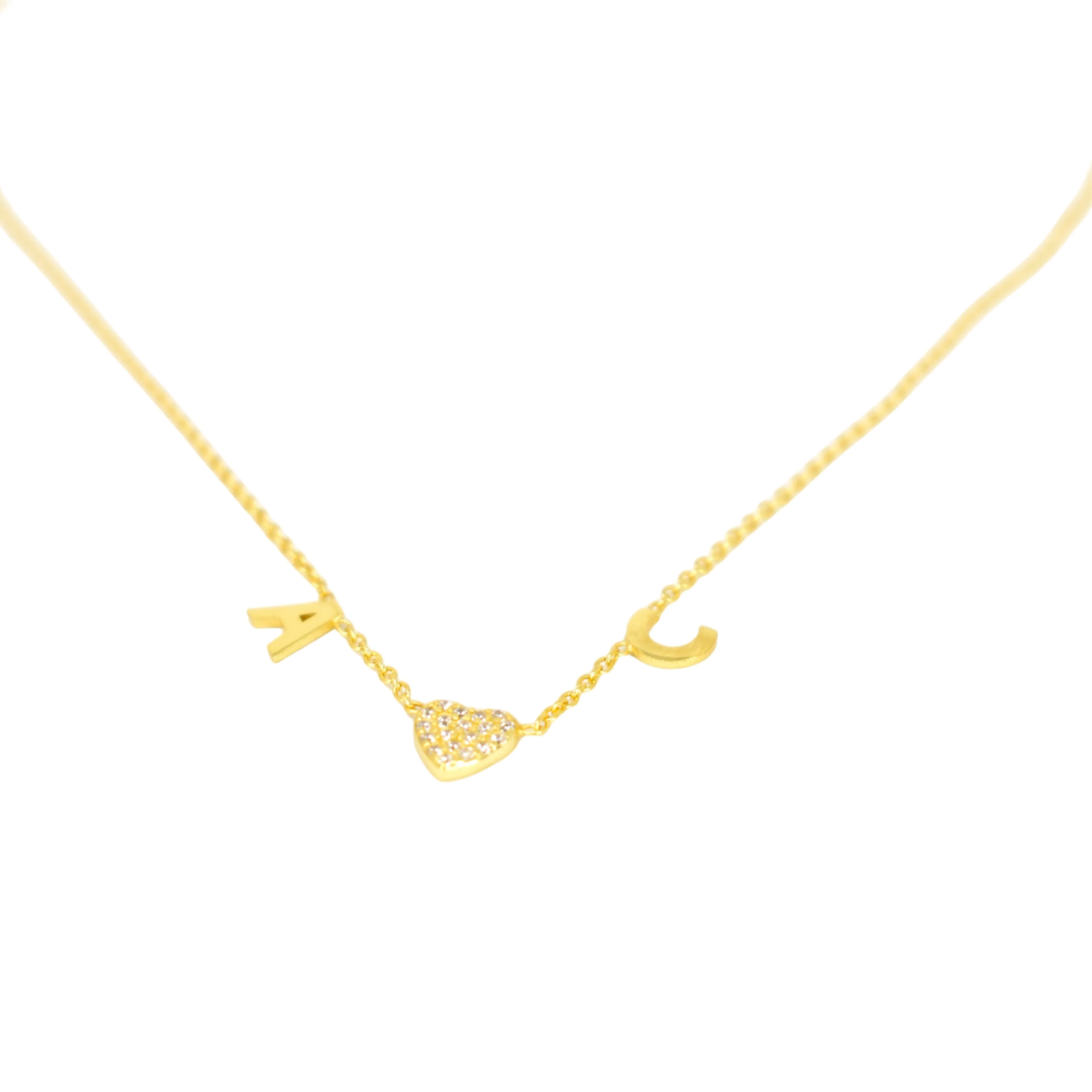 Custom Initial Heart Necklace sold by The Sis Kiss product image thumbnail 2