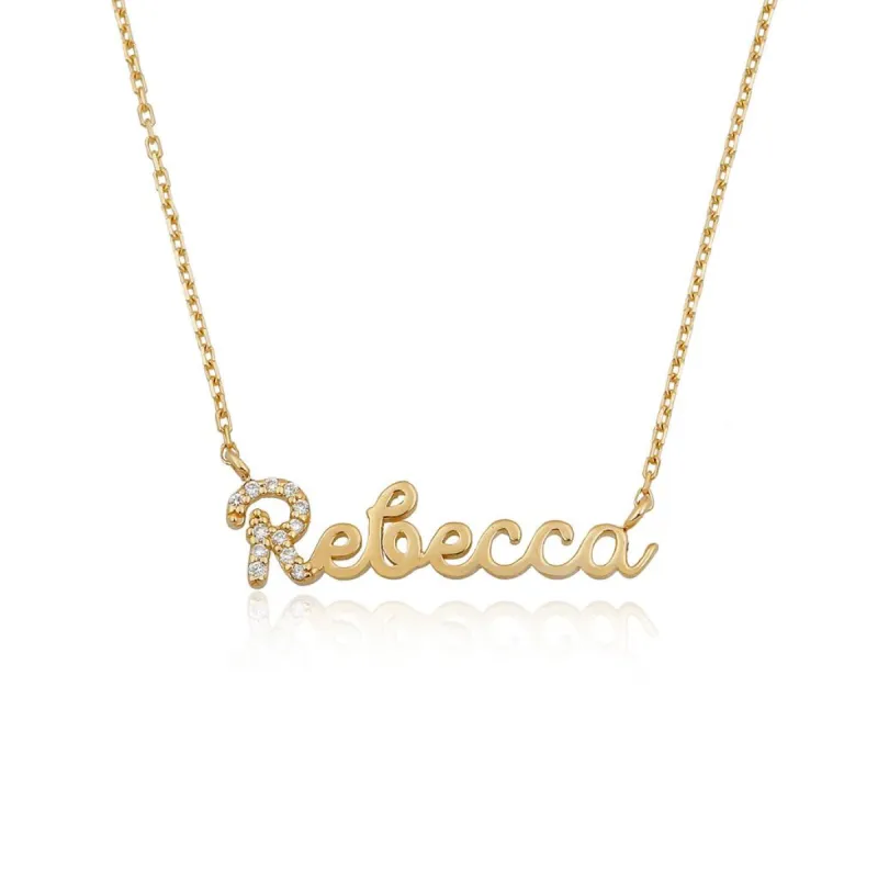 Custom Crystal Accent Script Necklace sold by The Sis Kiss