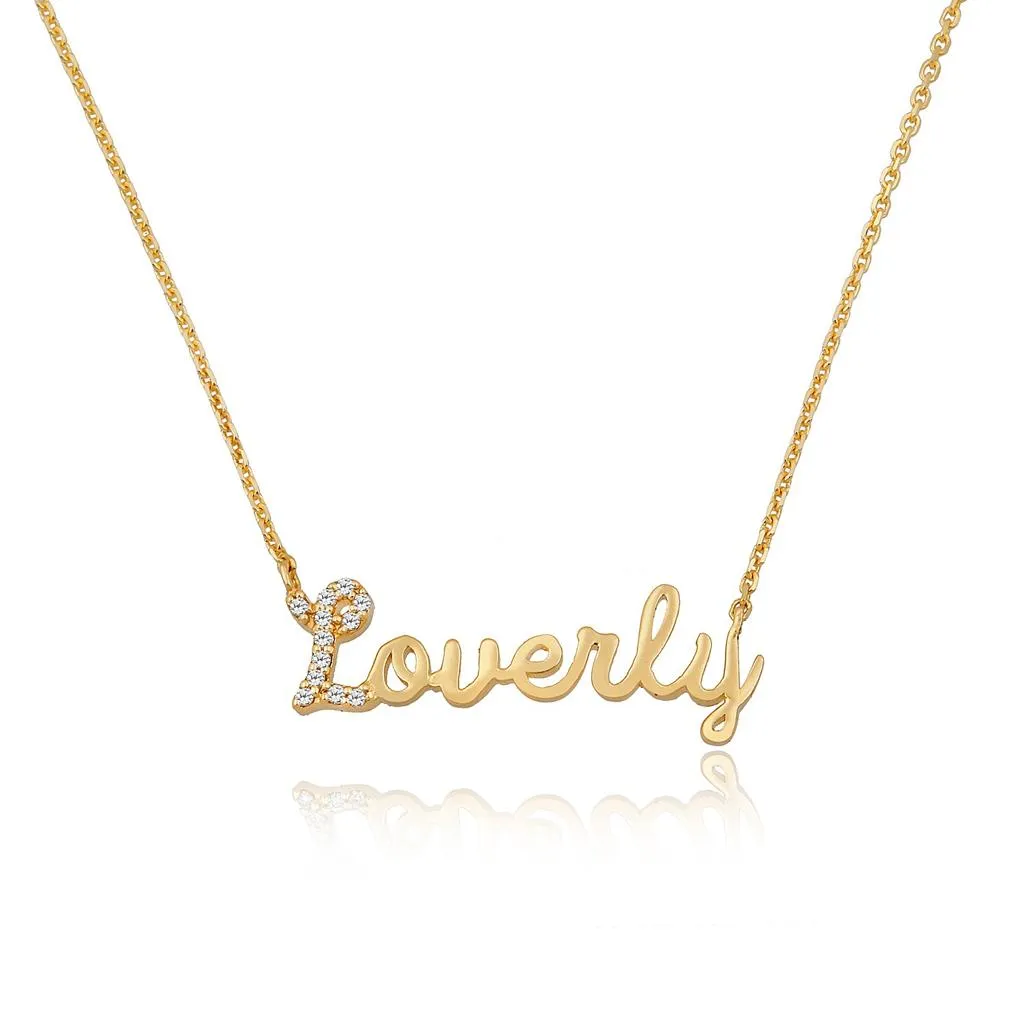 Custom Crystal Accent Script Necklace sold by The Sis Kiss product image thumbnail 3