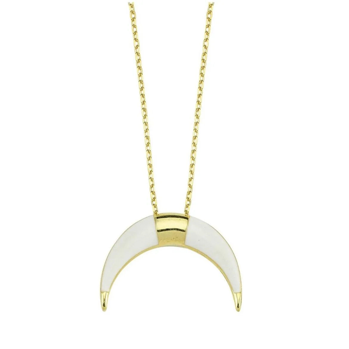 White Enamel Horn Necklace sold by The Sis Kiss