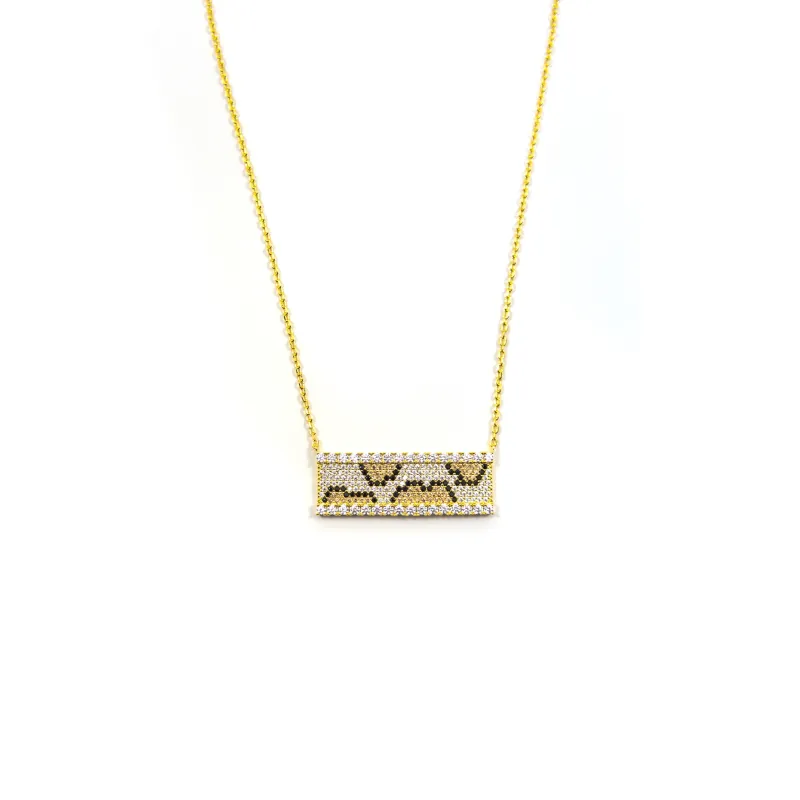 Leopard Swarovski Bar Necklace sold by The Sis Kiss