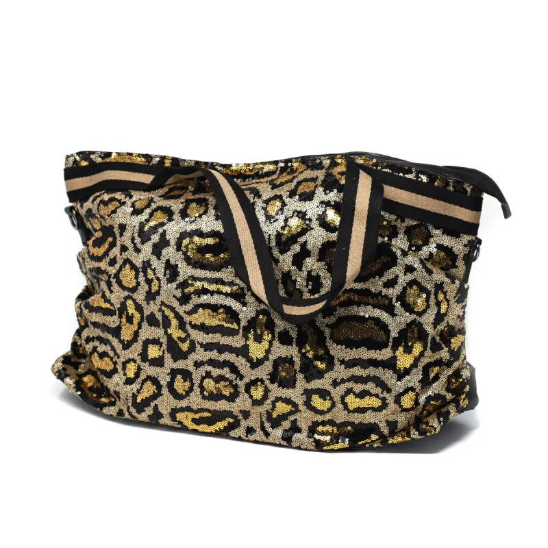 Sparkle Weekender Bag in Leopard Print made by The Sis Kiss