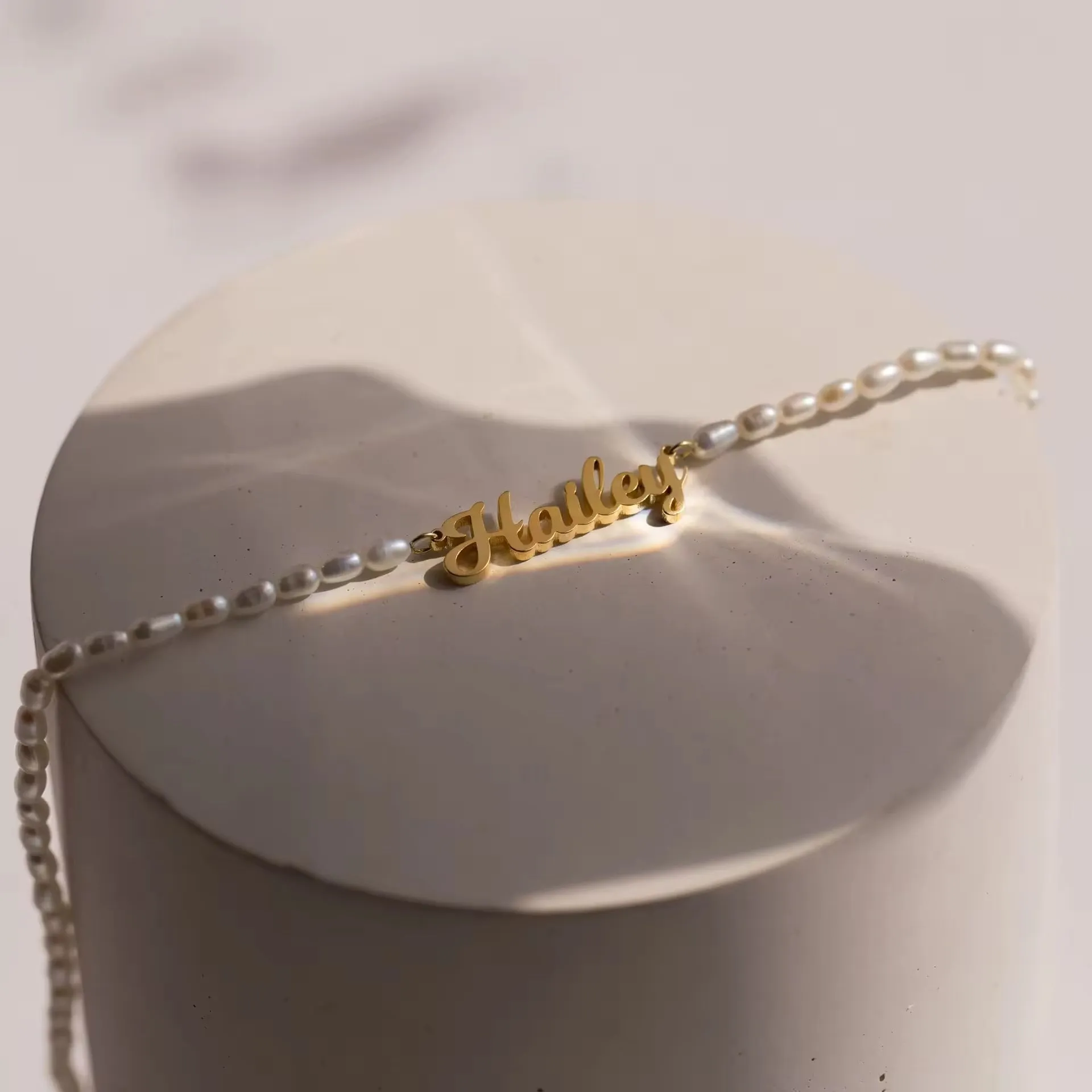 Custom Classic Pearl Nameplate Necklace sold by The Sis Kiss product image thumbnail 3