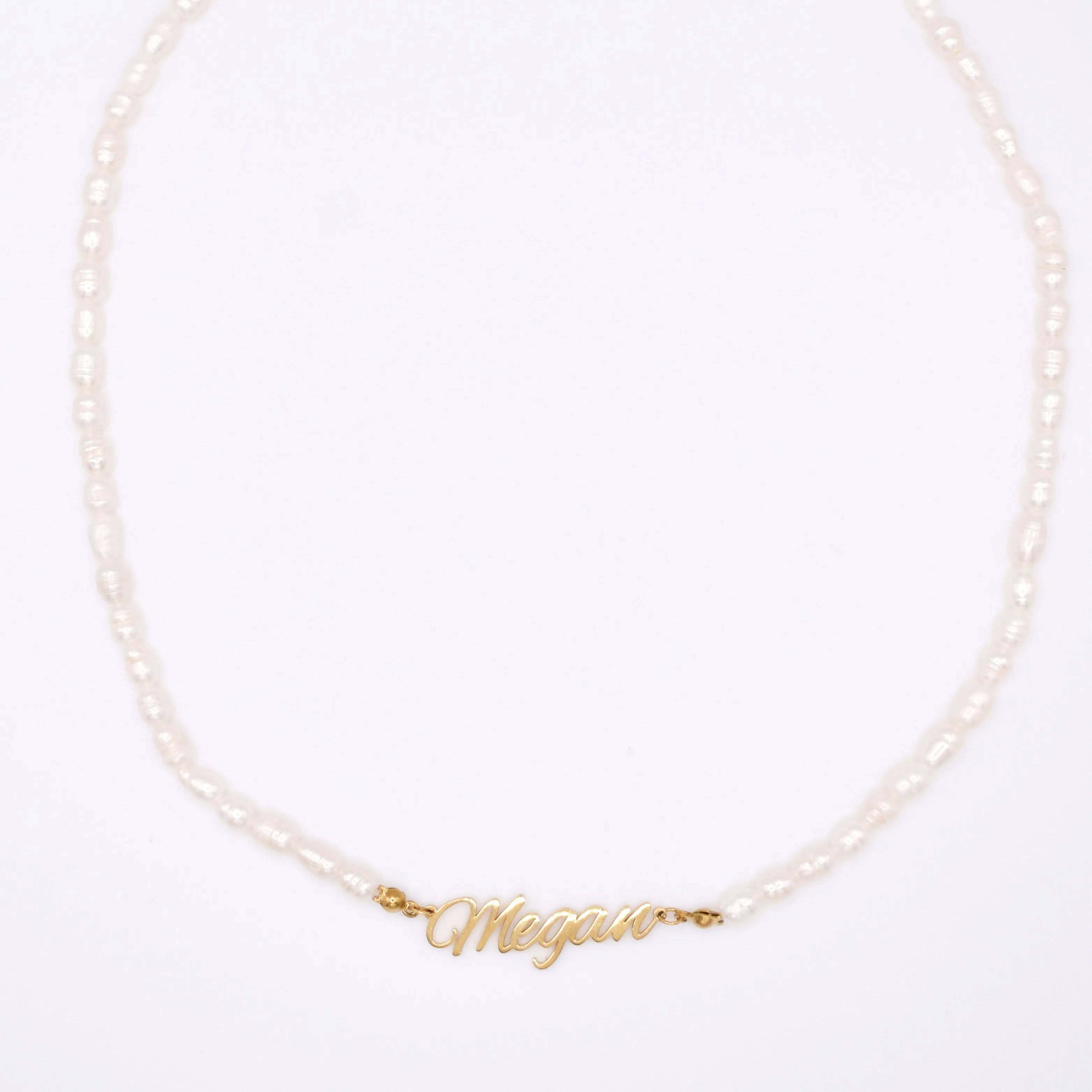 Custom Classic Pearl Nameplate Necklace sold by The Sis Kiss