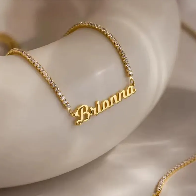 Custom Classic Rhinestone Nameplate Necklace sold by The Sis Kiss product image thumbnail 4