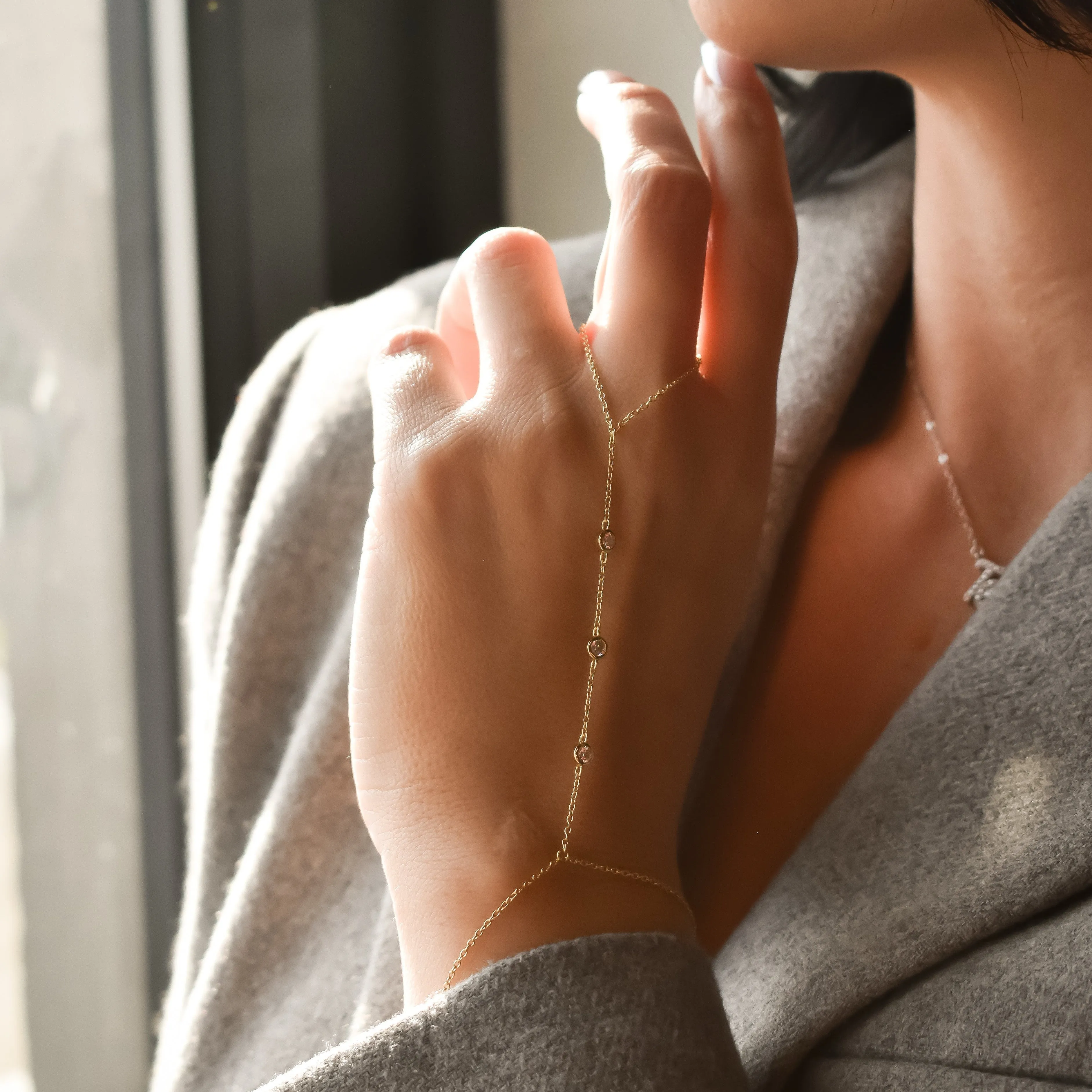 Crystal Dotted Hand Chain sold by The Sis Kiss product image thumbnail 2
